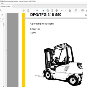 Jungheinrich Forklift DFG TFG 316-550 Operating instructions Manual 52027109 - PDF DOWNLOAD