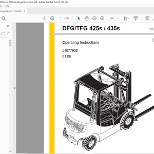 Jungheinrich Forklift DFG TFG 425s 435s Operating Instructions Manual 51077936 - PDF DOWNLOAD