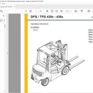Jungheinrich Forklift DFG TFG 425s - 435s Operating instructions Manual 51209061 - PDF DOWNLOAD