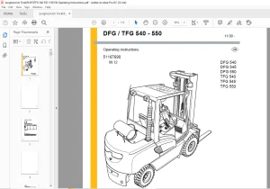 Jungheinrich Forklift DFG TFG 540 - 550 Operating Instructions Manual 51167690 -  PDF DOWNLOAD