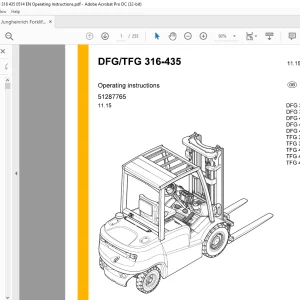 Jungheinrich Forklift DFG/TFG 316-435 Operating instructions Manual 51287765 - PDF DOWNLOAD