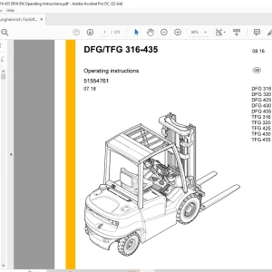 Jungheinrich Forklift DFG/TFG 316-435 Operating instructions Manual 51554761 - PDF DOWNLOAD