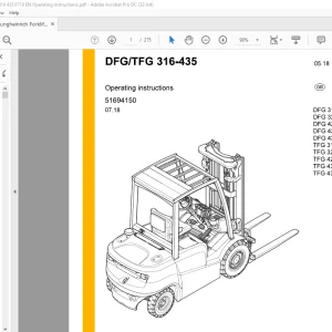 Jungheinrich Forklift DFG/TFG 316-435 Operating instructions Manual 51694150 - PDF DOWNLOAD