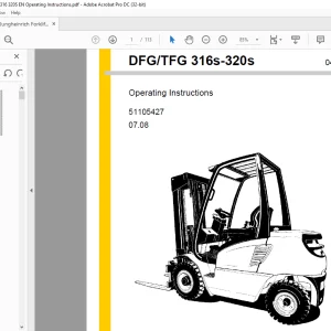 Jungheinrich Forklift DFG/TFG 316s-320s Operating Instructions Manual 51105427 - PDF DOWNLOAD
