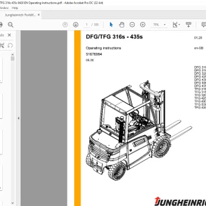 Jungheinrich Forklift DFG/TFG 316s - 435s Operating instructions Manual 51676994  - PDF DOWNLOAD