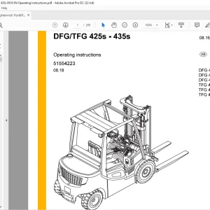 Jungheinrich Forklift DFG/TFG 425s - 435s Operating instructions Manual 51554223 -  PDF DOWNLOAD