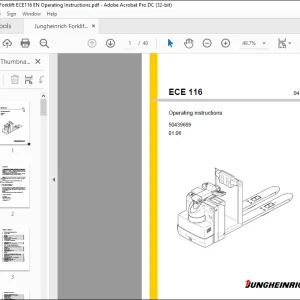 Jungheinrich Forklift ECE 116 Operating Instructions Manual 50439689 - PDF DOWNLOAD