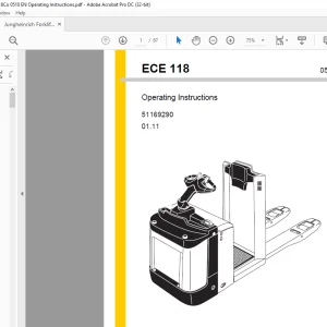 Jungheinrich Forklift ECE 118 Operating instructions Manual 51169290 - PDF DOWNLOAD