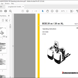 Jungheinrich Forklift ECE 20 ac ECE 20 ac XL Operating Instructions Manual 50131889  - PDF DOWNLOAD