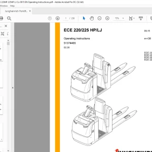 Jungheinrich Forklift ECE 220 HP ECE 225 HP ECE 220 LJ ECE 225 LJ Operating instructions Manual 51374465 - PDF DOWNLOAD
