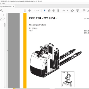 Jungheinrich Forklift ECE 220 HP LJ ECE 225 HP LJ Operating Instructions Manual 51122081 - PDF DOWNLOAD