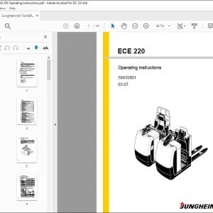 Jungheinrich Forklift ECE 220 Operating instructions Manual 50435801  -  PDF DOWNLOAD