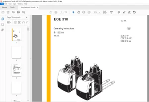 Jungheinrich Forklift ECE 310 ECE 310 HP ECE 310 LJ Operating Instructions Manual 51122381 - PDF DOWNLOAD