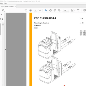 Jungheinrich Forklift ECE 310 HP ECE 320 HP ECE 310 LJ ECE 320 LJ Operating instructions Manual 51494051 - PDF DOWNLOAD