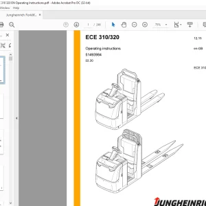 Jungheinrich Forklift ECE 310/320 Operating instructions Manual 51493984   - PDF DOWNLOAD