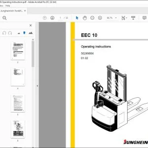 Jungheinrich Forklift EEC 10 Operating instructions Manual 50249884  - PDF DOWNLOAD
