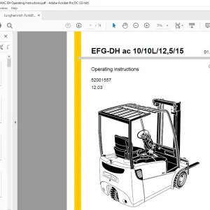Jungheinrich Forklift EEFG-DH ac 10/10L/12,5/15 Operating Instructions Manual 52001557 - PDF DOWNLOAD