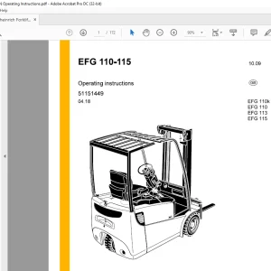 Jungheinrich Forklift EFG 110-115 Operating Instructions Manual 51151449 -  PDF DOWNLOAD