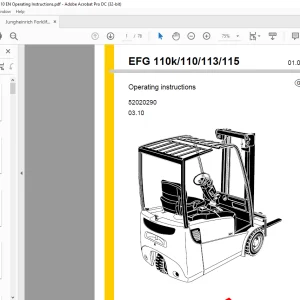 Jungheinrich Forklift EFG 110k 110 113 115 Operating Instructions Manual 52020290 - PDF DOWNLOAD