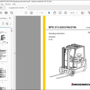 Jungheinrich Forklift EFG 213-220 216k 218k Operating Instructions Manual 52020356 - PDF DOWNLOAD
