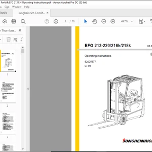 Jungheinrich Forklift EFG 213-220 216k 218k Operating Instructions Manual 52025577 -  PDF DOWNLOAD