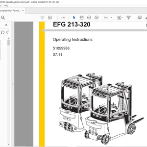 Jungheinrich Forklift EFG 213-320 Operating Instructions Manual 51099986  - PDF DOWNLOAD