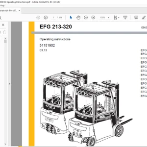 Jungheinrich Forklift EFG 213-320  Operating Instructions Manual 51151902 - PDF DOWNLOAD
