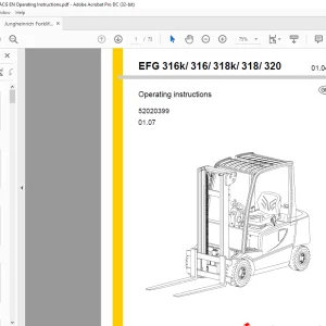 Jungheinrich Forklift EFG 316k 316 318k 318 320 Operating Instructions Manual 52020399 - PDF DOWNLOAD
