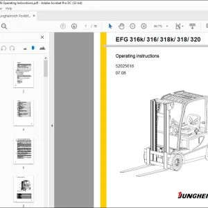 Jungheinrich Forklift EFG 316k 316 318k 318 320 Operating Instructions Manual 52025616 -  PDF DOWNLOAD
