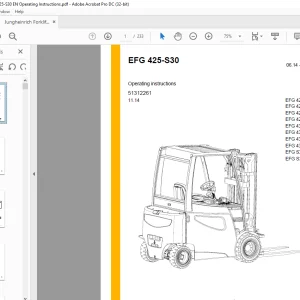 Jungheinrich Forklift EFG 425-S30 Operating instructions Manual 51312261 - PDF DOWNLOAD