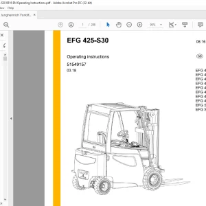 Jungheinrich Forklift EFG 425-S30 Operating instructions Manual 51549157-  PDF DOWNLOAD