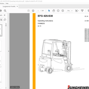 Jungheinrich Forklift EFG 425-S30 Operating instructions Manual 51696203 - PDF DOWNLOAD