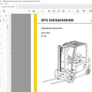 Jungheinrich Forklift EFG 535 540 545 550 Operating instructions Manual 52016502 - PDF DOWNLOAD