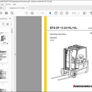 Jungheinrich Forklift EFG-DF 13-20 16L 18L Operating Instructions Manual 50042826  - PDF DOWNLOAD