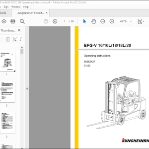 Jungheinrich Forklift EFG-V 16 16L 18 18L 20 Operating Instructions Manual 50052427 - PDF DOWNLOAD