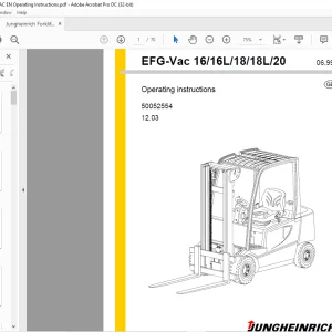 Jungheinrich Forklift EFG-Vac 16 16L 18 18L 20 Operating Instructions Manual 50052554 - PDF DOWNLOAD