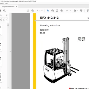 Jungheinrich Forklift EFX 410 EFX  413 Operating instructions Manual 52027289 -  PDF DOWNLOAD