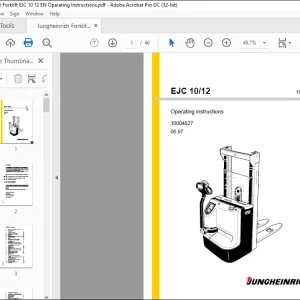 Jungheinrich Forklift EJC 10 12 Operating Instructions Manual 10004027 - PDF DOWNLOAD