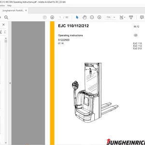 Jungheinrich Forklift EJC 110 EJC 112 EJC 212 Operating instructions Manual 51222920 - PDF DOWNLOAD