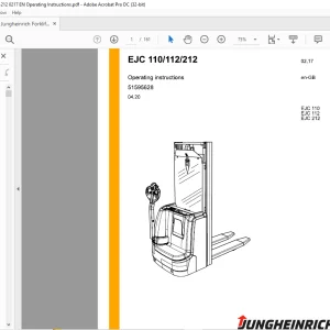 Jungheinrich Forklift EJC 110 EJC 112 EJC 212 Operating instructions Manual 51595628 - PDF DOWNLOAD