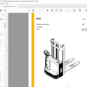 Jungheinrich Forklift EJC 110n EJC 112n Operating Instructions Manual 51159403 - PDF DOWNLOAD