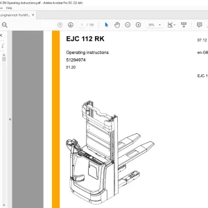 Jungheinrich Forklift EJC 112 RK Operating Instructions Manual 51294974  - PDF DOWNLOAD