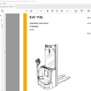 Jungheinrich Forklift EJC 112z Operating Instructions Manual 51554526 - PDF DOWNLOAD