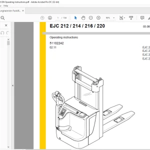 Jungheinrich Forklift EJC 212 EJC 214 EJC 216 EJC 220 Operating Instructions Manual 51102242 - PDF DOWNLOAD