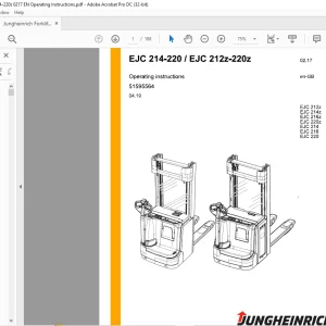 Jungheinrich Forklift EJC 214-220 EJC 212z-220z Operating Instructions Manual 51595564 - PDF DOWNLOAD