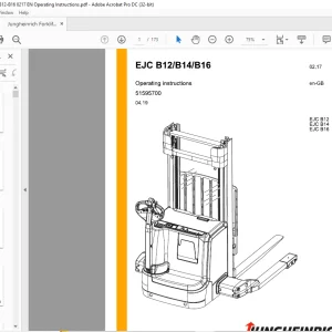 Jungheinrich Forklift EJC 812 EJC 814 EJC 816 Operating instructions Manual 51595700 - PDF DOWNLOAD