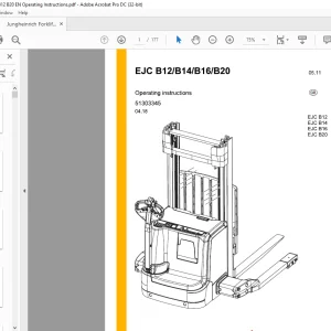 Jungheinrich Forklift EJC B12 EJC B14 EJC B16 EJC B20 Operating instructions Manual 51303345 - PDF DOWNLOAD