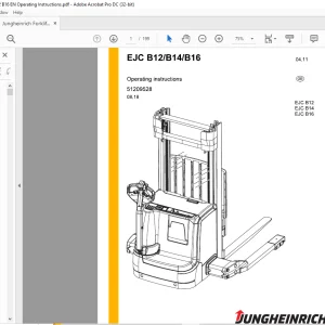 Jungheinrich Forklift EJC B12 EJC B14 EJC B16 Operating instructions Manual 51209528 -  PDF DOWNLOAD