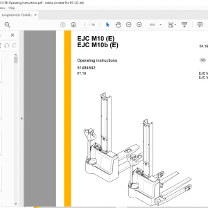 Jungheinrich Forklift EJC M10 (E) EJC M10b (E) Operating Instructions Manual 51484542  - PDF DOWNLOAD