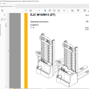 Jungheinrich Forklift EJC M10 (ZT) EJC M13 (ZT) Operating Instructions Manual 51484510 - PDF DOWNLOAD